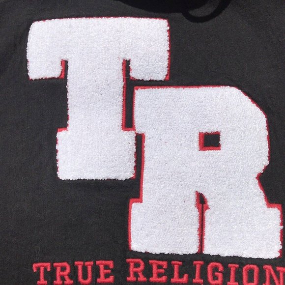 True Religion Hoodie Pullover Unisex Sweatshirt sz M Big Logo - Picture 2 of 7
